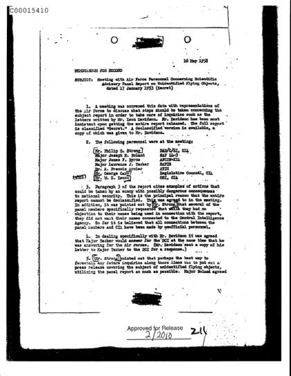 Reunión de la CIA sobre OVNI en 1958