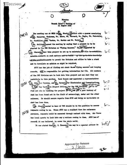 CIA inicia proyecto sobre OVNIs en 1952