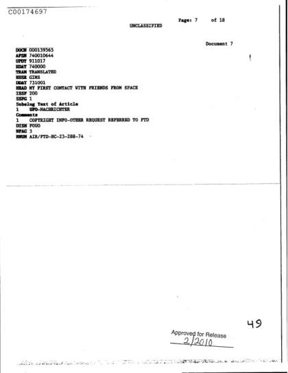 Documentos de la CIA sobre OVNI