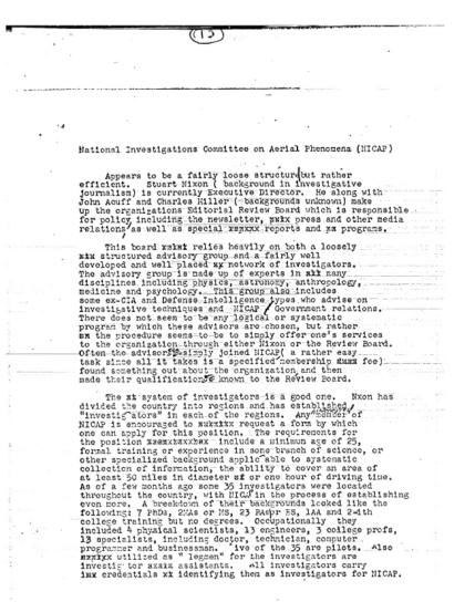 National Investigations Committee on Aerial Phenomena (NICAP)