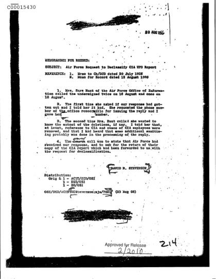 CIA responde a solicitud de desclasificación
