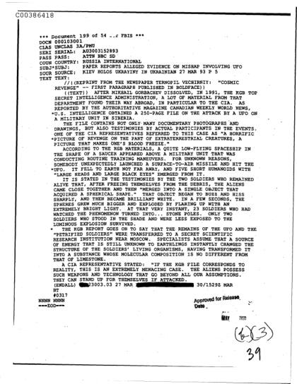 OVNI y documentos de la CIA