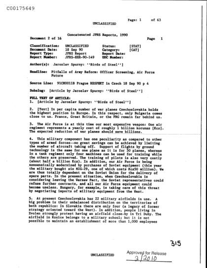 CIA y documentos OVNI desclasificados