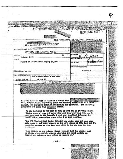 OVNI y la CIA, informe sobre objetos no identificados