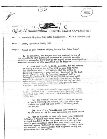CIA responde a libro sobre OVNI