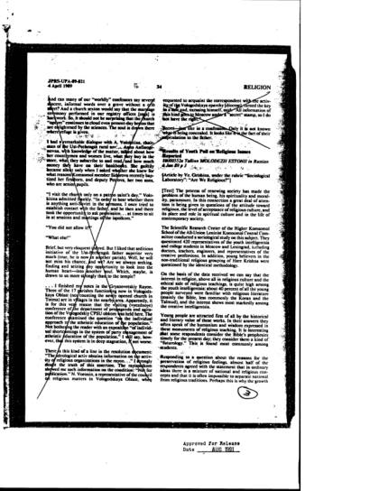 Documentos religiosos de la CIA
