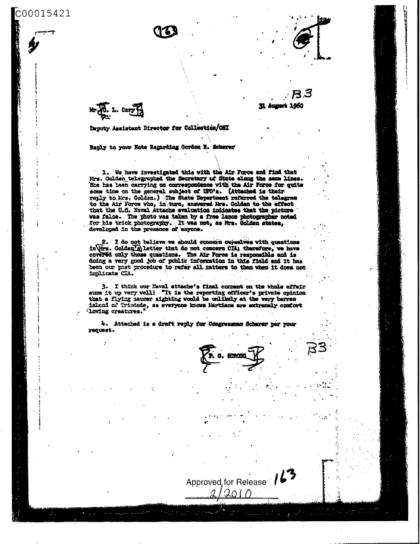 CIA responde a denuncia sobre foto OVNI brasileña