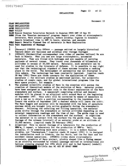 Aerostatos rusos y exploración de Marte