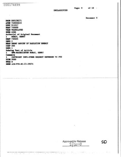 Documentos de la CIA sobre OVNI
