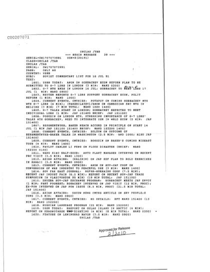Documentos soviéticos sobre reuniones internacionales