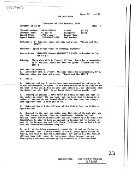 Entrevista con el jefe de las Fuerzas Espaciales Militares