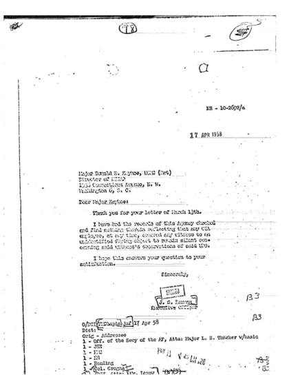 CIA y los OVNI en 1958