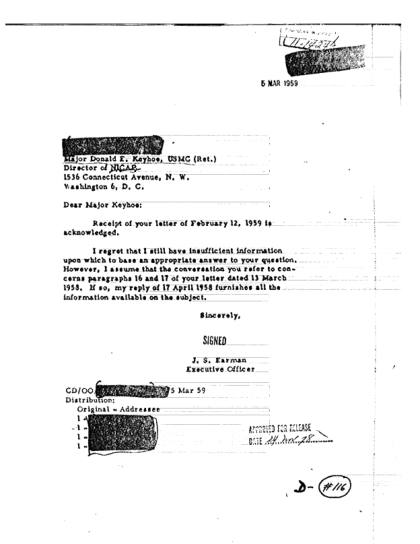 CIA responde a consulta OVNI