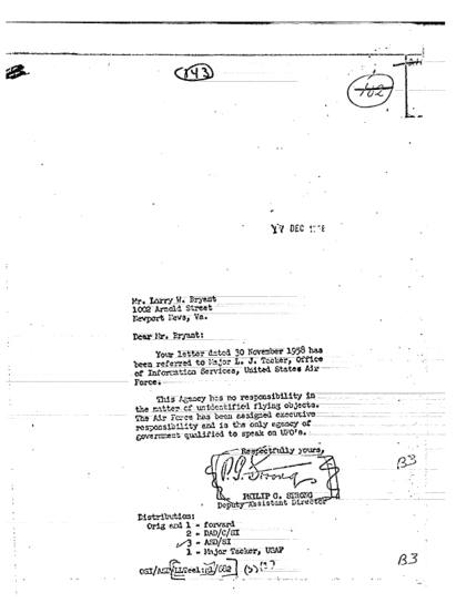 Cartas de la CIA sobre objetos voladores no identificados