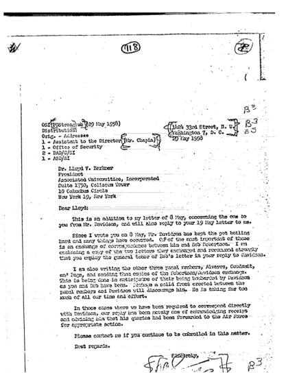 Cartas de la CIA sobre OVNI de 1958