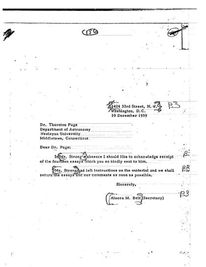 Carta de la CIA a un astrónomo sobre documentos OVNI