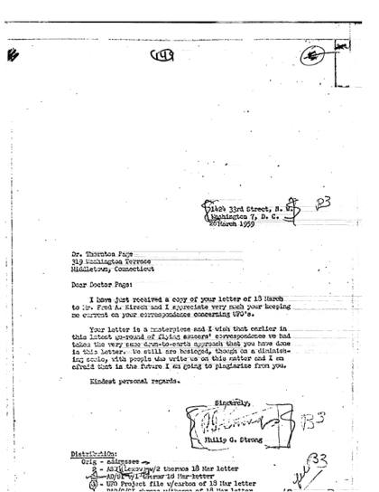 Carta de la CIA sobre OVNI