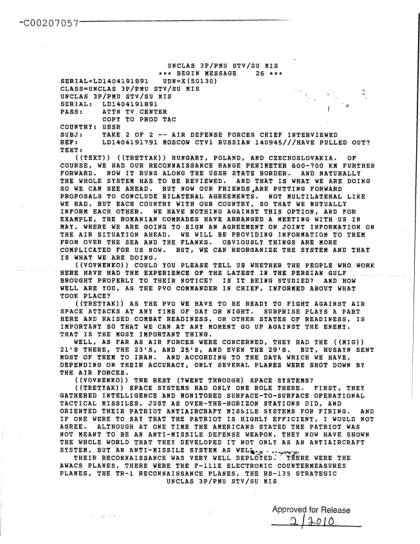 OVNI y defensa aérea soviética en los 80