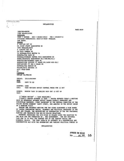OVNI en periódicos soviéticos de 1989
