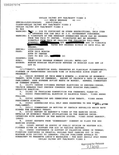 Documentos de televisión soviéticos de 1991