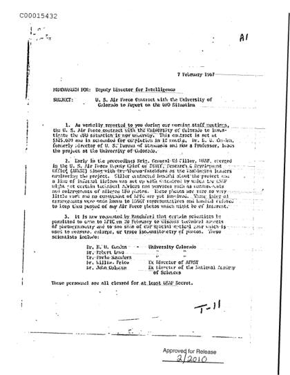 Contrato de la Fuerza Aérea con la Universidad de Colorado sobre OVNI