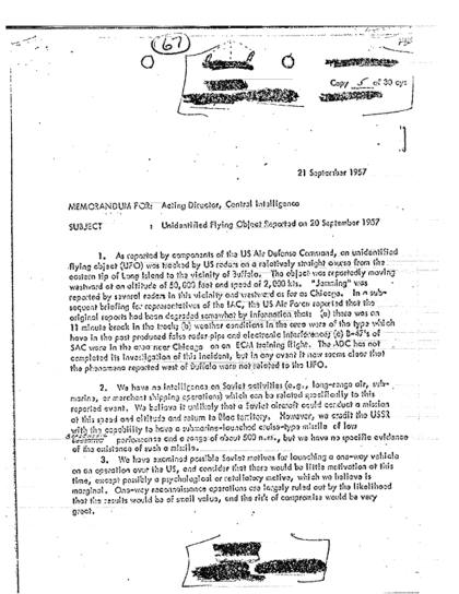 OVNI no identificado sobre Long Island en 1957