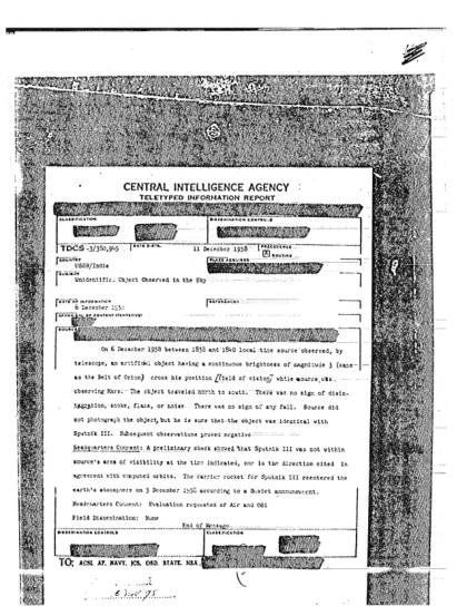 Observación de objeto no identificado en 1956