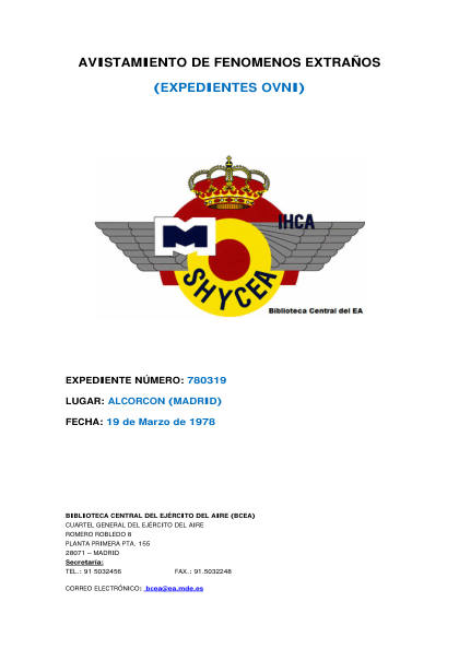 Avistamiento OVNI en Alcorcón de 1978