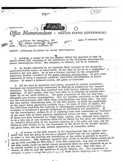 Comité de California sobre platillos vistos en 1953