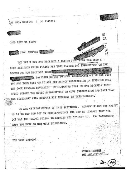 CIA y contacto con un testigo OVNI