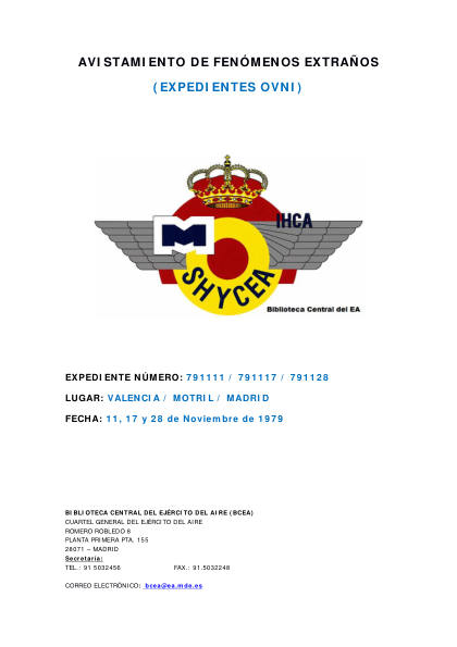 Avistamientos OVNI en España en 1979